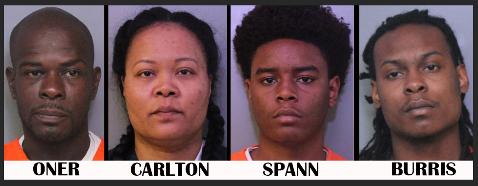 Mugshots of four people arrested